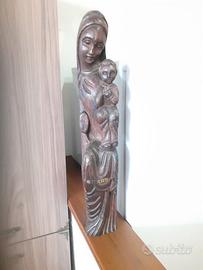 statua religiosa in legno intagliato Lourdes