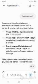 frigo a incasso 4 mesi di vita