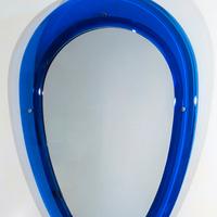Specchio ovale blu, 1975, Sena Cristal. Perfetto.