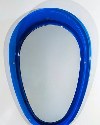 Specchio ovale blu, 1975, Sena Cristal. Perfetto.