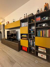 Parete TV con Libreria e cestoni - Nova Mobili