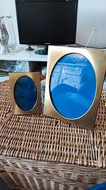 Coppia cornici portafoto ovale - ottone spazzolato