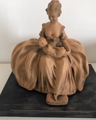 Statua Terracotta Maternità a firma Raoul Teglio