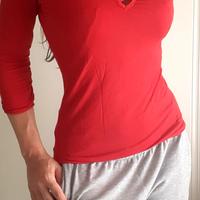 T-Shirt manica 3/4 rossa con schiena intrecciata 