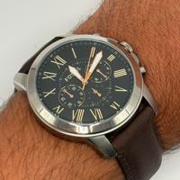 Fossil Cronografo in Pelle Marrone Grant FS4813