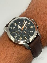 Fossil Cronografo in Pelle Marrone Grant FS4813