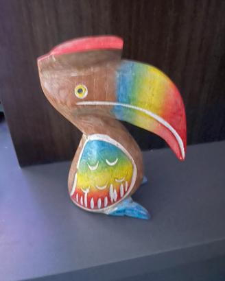 Statuetta tucano in legno