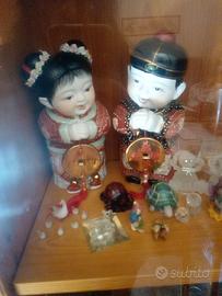 Coppia statuette cinesi porcellana Jinton e Yunu