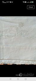 Antica lenzuola in lino ricamata a mano 230x260