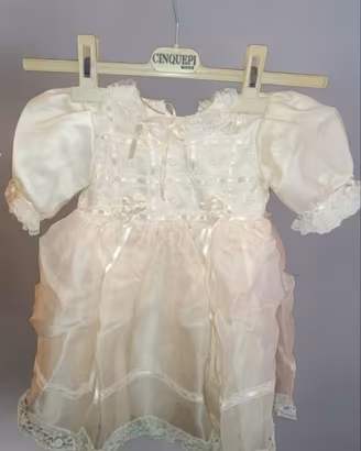Abito battesimo neonata con cuffietta coordinata 