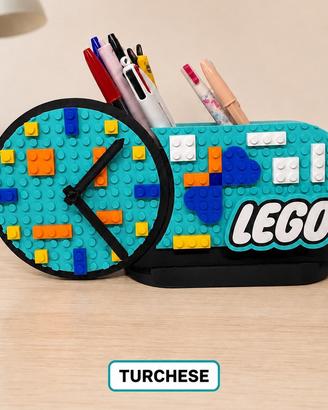 Portapenne con orologio stile LEGO – stampa 3D