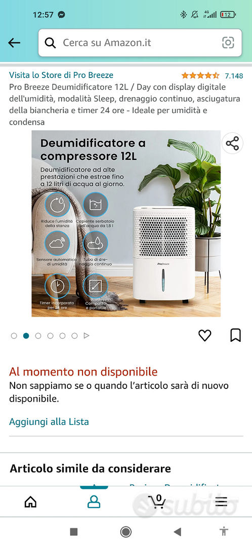 Deumidificatore Pro Breeze 12 lt - Elettrodomestici In vendita a Messina