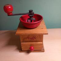 Macinacaffè Vintage in Legno e Metallo Rosso