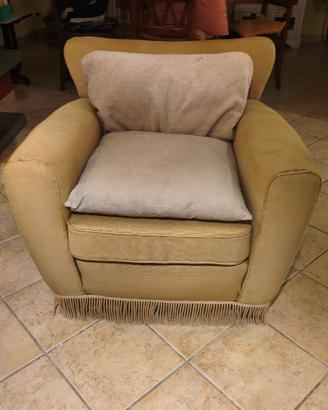 COPPIA DI POLTRONE VINTAGE IN TESSUTO BEIGE