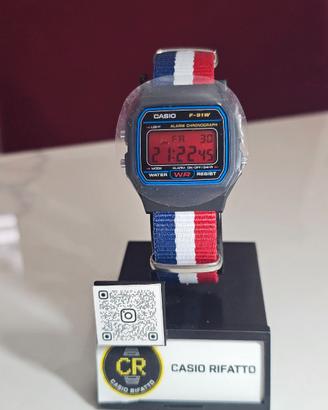 Casio F-91W Custom – Display Rosso e Cinturino Blu