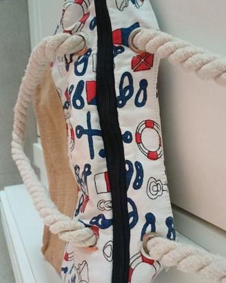 Borsa mare/casual con stampa nautica