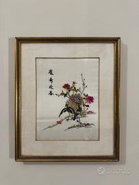 Ricamo in seta cinese incorniciato