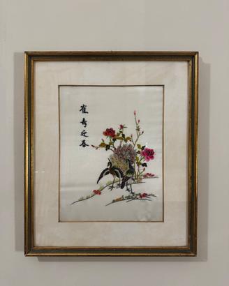 Ricamo in seta cinese incorniciato