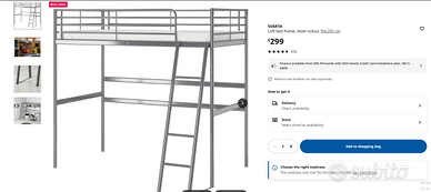 Letto a soppalco singolo IKEA SVARTA