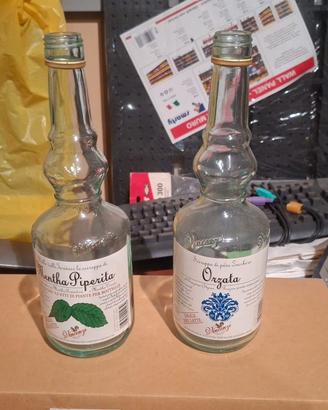 2 Bottiglie Vuote Mentha Piperita e Orzata
