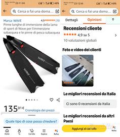 WAVE PINNE SUBACQUEE PROFESSIONALI NUOVE