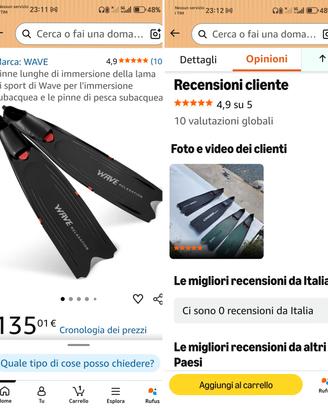 WAVE PINNE SUBACQUEE PROFESSIONALI NUOVE