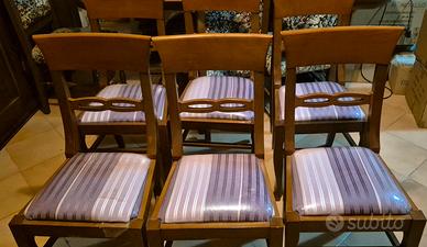 6 sedie + credenza + vetrina in legno 