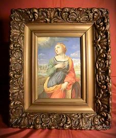 DIPINTO SU CARTA SANTA CATERINA D’ALESSANDRIA 1700
