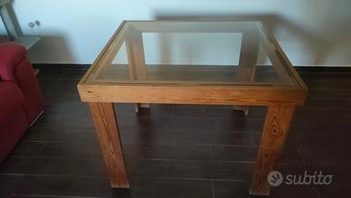 Tavolo bacheca legno e vetro 4 posti