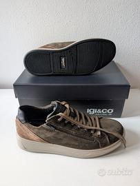 Sneakers Igi&Co scamosciate verde bosco fango