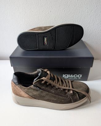 Sneakers Igi&Co scamosciate verde bosco fango