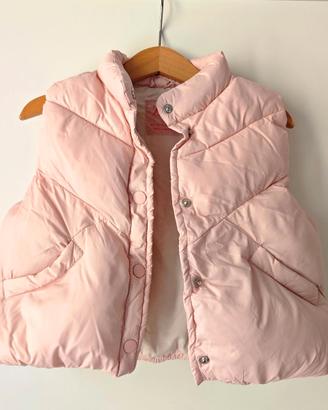 Gilet Piumino Smanicato Bambina - Rosa Pastello