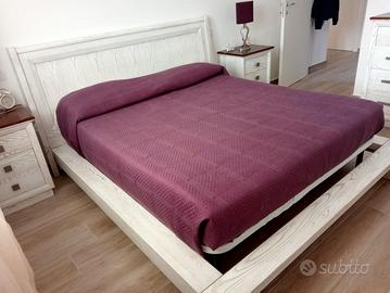 letto matrimoniale in legno bianco, poro aperto