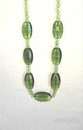 Collana Fashion in vetro verde trasparente