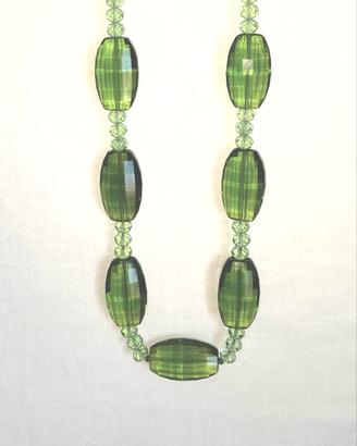 Collana Fashion in vetro verde trasparente