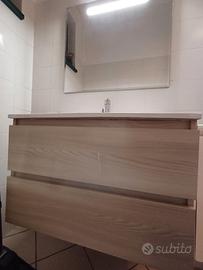 Mobile lavabo bagno con specchio e due cassetti