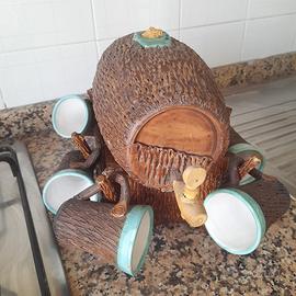 Dispenser a barile in ceramica vintage con tazze