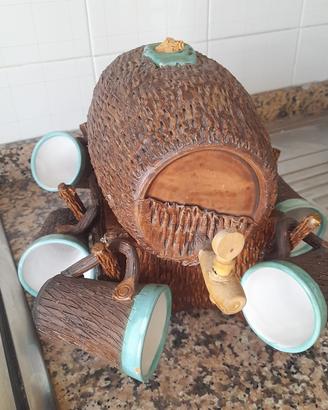 Dispenser a barile in ceramica vintage con tazze