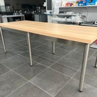 Tavolo acciaio inox base legno