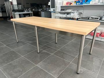 Tavolo acciaio inox base legno