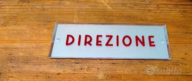 DIREZIONE targa tabella insegna 1960-'70 ORIGINALE