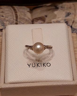 anello YUKIKO oro bianco 18 k perla e diamanti 