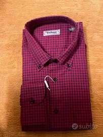 Camicia artigianale uomo a quadretti rosso e blu