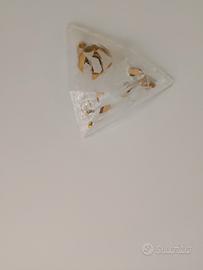 plafoniera in vetro di murano con tre faretti 