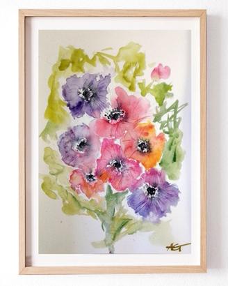 Lotto di 3 acquarelli originali