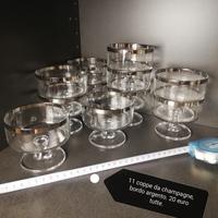11 Coppe da champagne o gelato con bordo argento