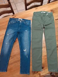 jeans verdi e blu
