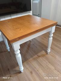 Tavolo legno bicolore 90x90 allungabile a 180x90