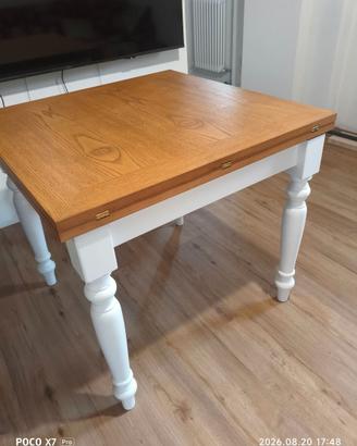 Tavolo legno bicolore 90x90 allungabile a 180x90