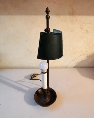 Lampada da tavolo vintage in bronzo con paralume